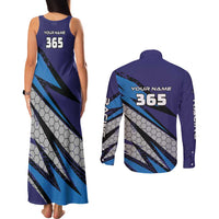Custom Extreme Motocross Racing Couples Matching Tank Maxi Dress and Long Sleeve Button Shirt with Rider Graphic - Wonder Print Shop