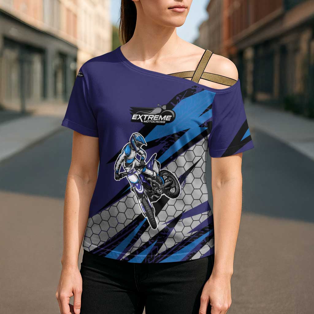 Custom Extreme Motocross Racing Cross Shoulder Shirt with Rider Graphic - Wonder Print Shop