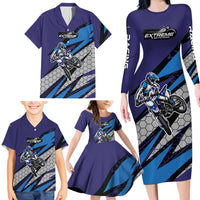 Custom Extreme Motocross Racing Family Matching Long Sleeve Bodycon Dress and Hawaiian Shirt with Rider Graphic - Wonder Print Shop
