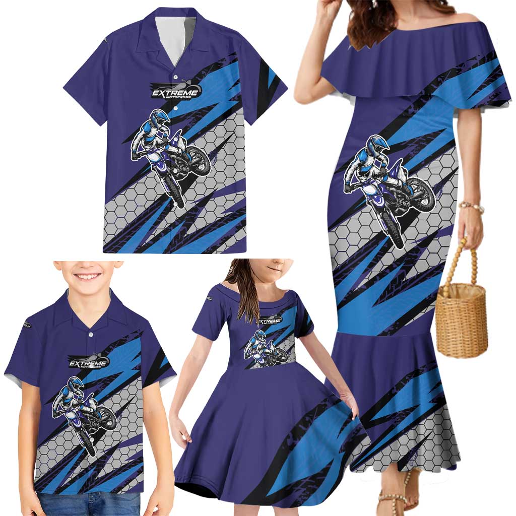 Custom Extreme Motocross Racing Family Matching Mermaid Dress and Hawaiian Shirt with Rider Graphic - Wonder Print Shop