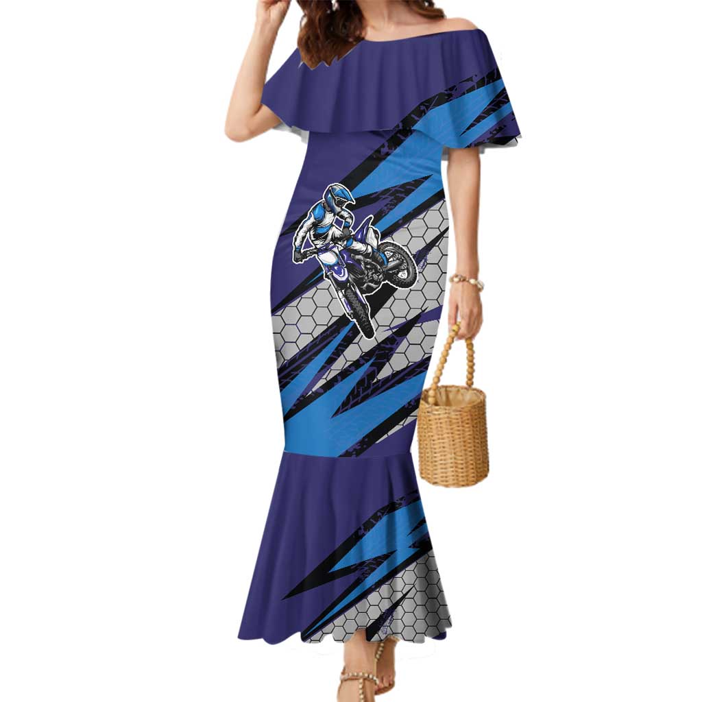Custom Extreme Motocross Racing Family Matching Mermaid Dress and Hawaiian Shirt with Rider Graphic - Wonder Print Shop