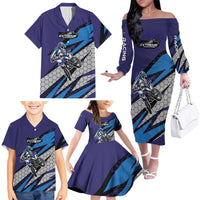 Custom Extreme Motocross Racing Family Matching Off The Shoulder Long Sleeve Dress and Hawaiian Shirt with Rider Graphic - Wonder Print Shop