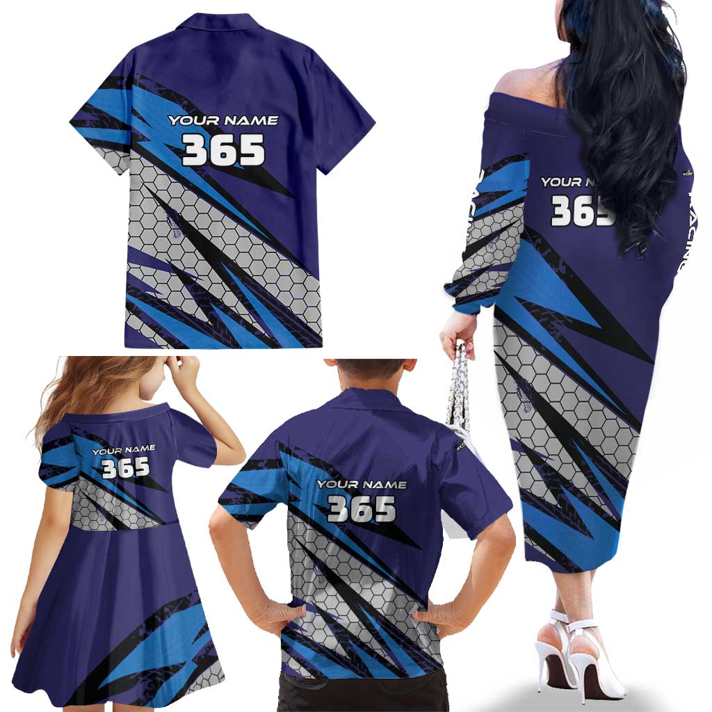 Custom Extreme Motocross Racing Family Matching Off The Shoulder Long Sleeve Dress and Hawaiian Shirt with Rider Graphic - Wonder Print Shop