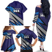 Custom Extreme Motocross Racing Family Matching Off The Shoulder Long Sleeve Dress and Hawaiian Shirt with Rider Graphic - Wonder Print Shop