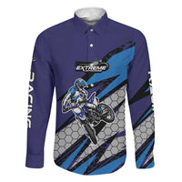 Custom Extreme Motocross Racing Family Matching Off The Shoulder Long Sleeve Dress and Hawaiian Shirt with Rider Graphic - Wonder Print Shop