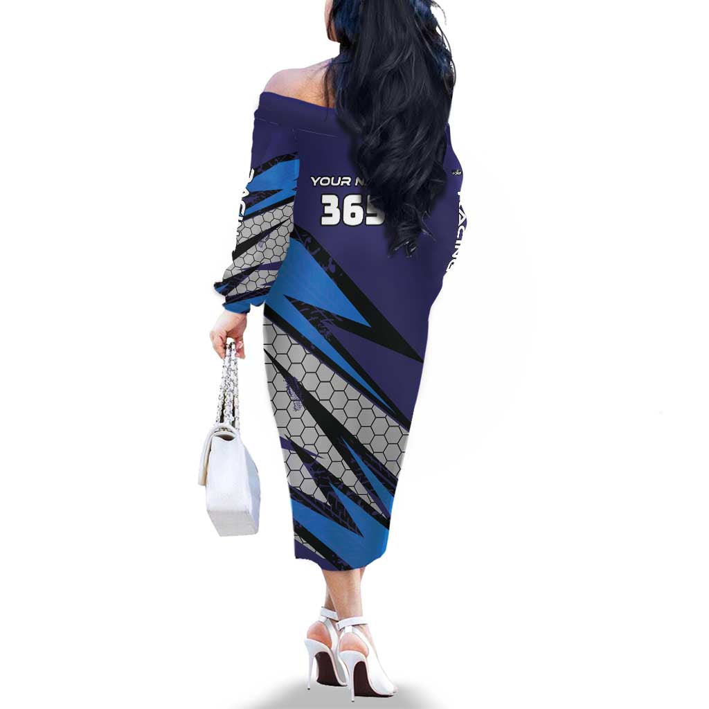 Custom Extreme Motocross Racing Family Matching Off The Shoulder Long Sleeve Dress and Hawaiian Shirt with Rider Graphic - Wonder Print Shop