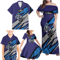 Custom Extreme Motocross Racing Family Matching Off Shoulder Maxi Dress and Hawaiian Shirt with Rider Graphic - Wonder Print Shop
