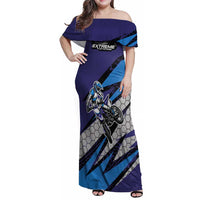 Custom Extreme Motocross Racing Family Matching Off Shoulder Maxi Dress and Hawaiian Shirt with Rider Graphic - Wonder Print Shop