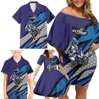 Custom Extreme Motocross Racing Family Matching Off Shoulder Short Dress and Hawaiian Shirt with Rider Graphic - Wonder Print Shop