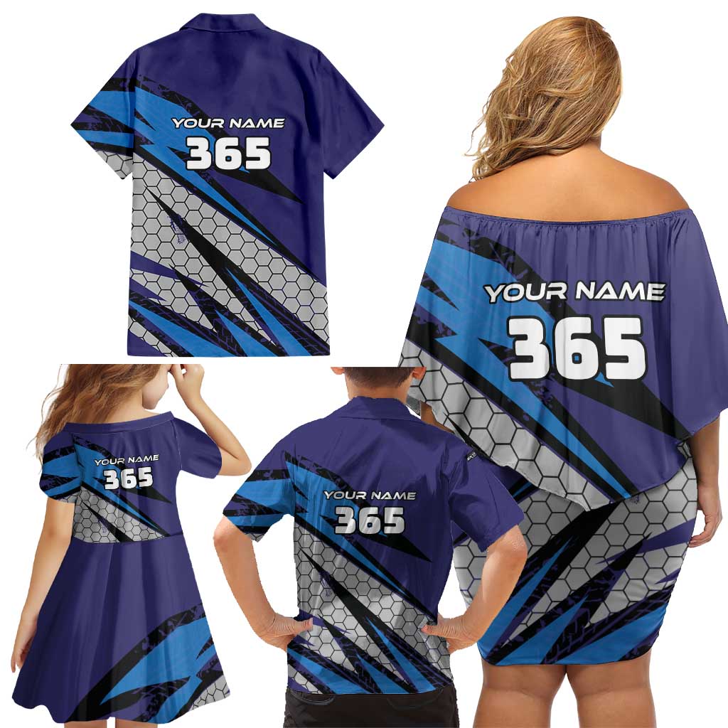 Custom Extreme Motocross Racing Family Matching Off Shoulder Short Dress and Hawaiian Shirt with Rider Graphic - Wonder Print Shop