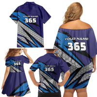 Custom Extreme Motocross Racing Family Matching Off Shoulder Short Dress and Hawaiian Shirt with Rider Graphic - Wonder Print Shop