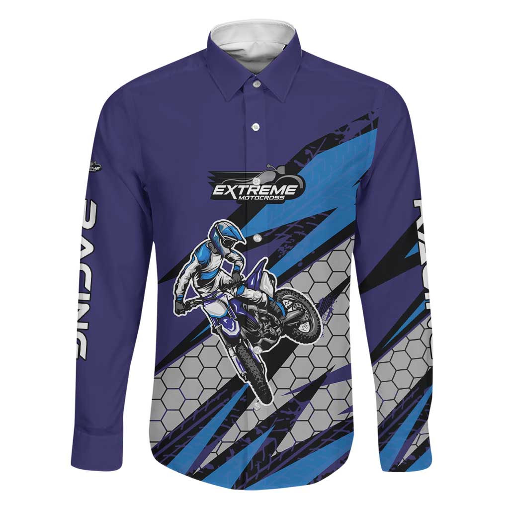 Custom Extreme Motocross Racing Family Matching Off Shoulder Short Dress and Hawaiian Shirt with Rider Graphic - Wonder Print Shop