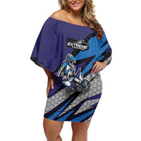 Custom Extreme Motocross Racing Family Matching Off Shoulder Short Dress and Hawaiian Shirt with Rider Graphic - Wonder Print Shop