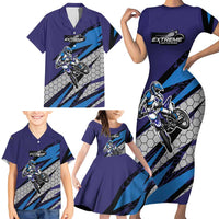 Custom Extreme Motocross Racing Family Matching Short Sleeve Bodycon Dress and Hawaiian Shirt with Rider Graphic - Wonder Print Shop