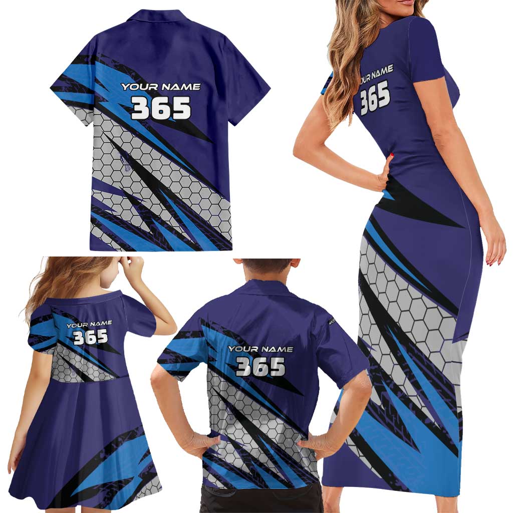 Custom Extreme Motocross Racing Family Matching Short Sleeve Bodycon Dress and Hawaiian Shirt with Rider Graphic - Wonder Print Shop