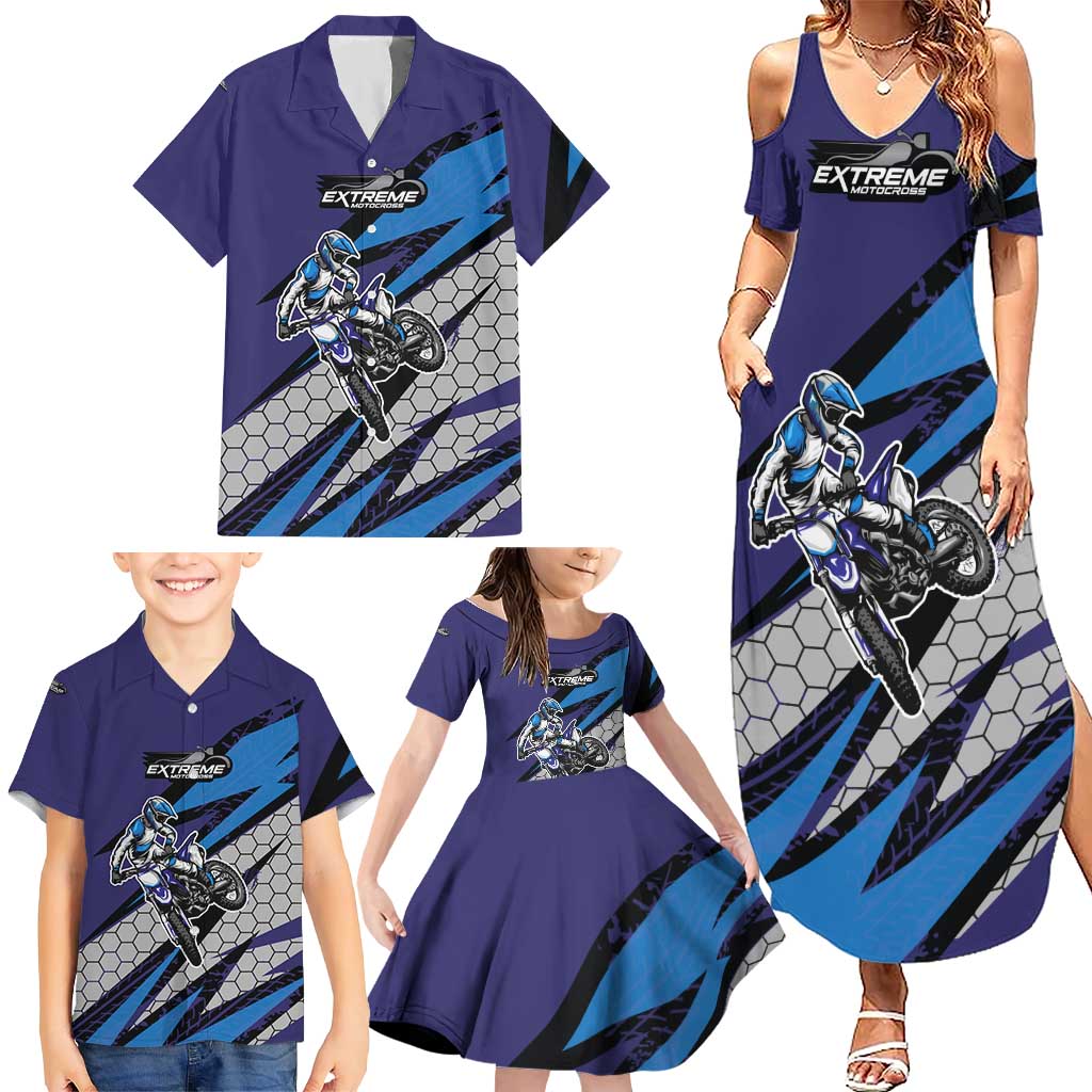 Custom Extreme Motocross Racing Family Matching Summer Maxi Dress and Hawaiian Shirt with Rider Graphic - Wonder Print Shop