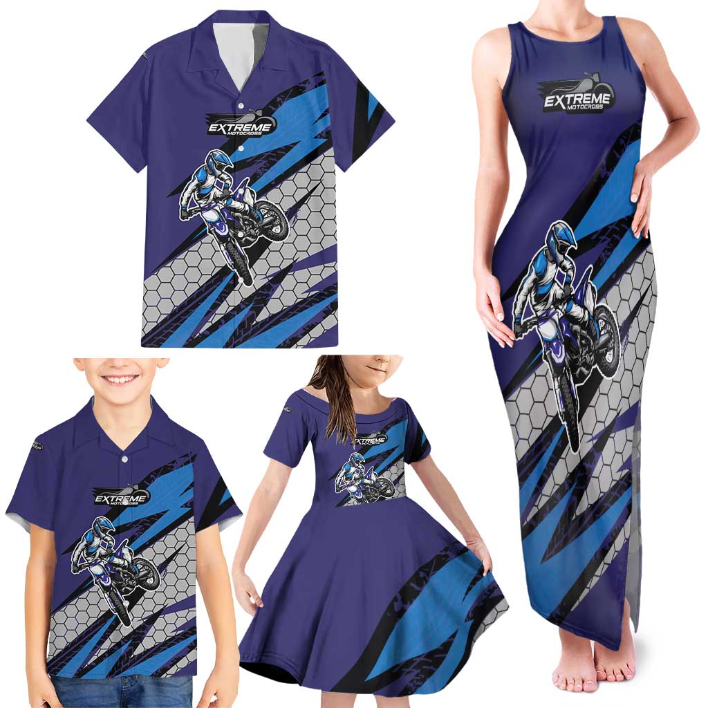 Custom Extreme Motocross Racing Family Matching Tank Maxi Dress and Hawaiian Shirt with Rider Graphic - Wonder Print Shop