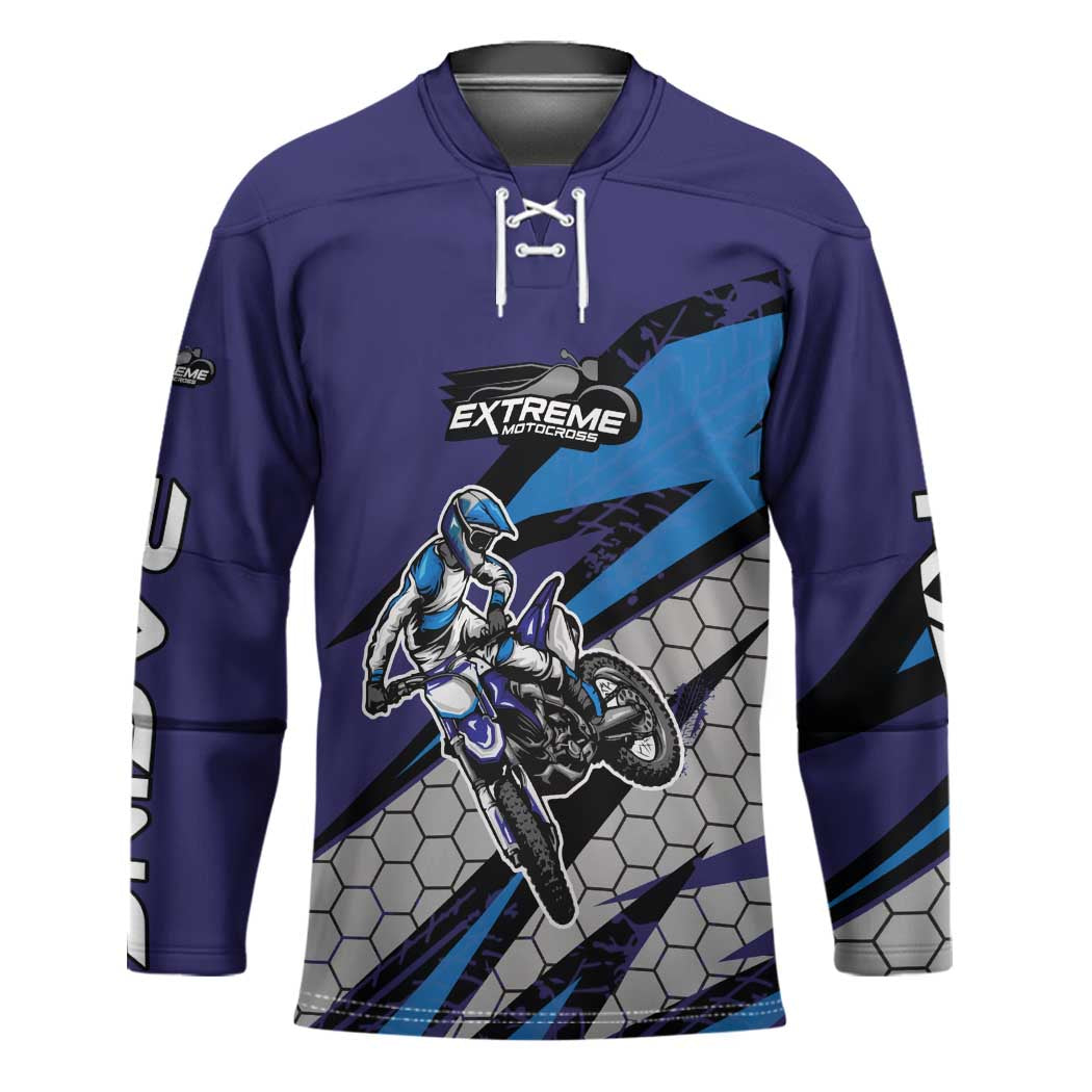 Custom Extreme Motocross Racing Hockey Jersey with Rider Graphic - Wonder Print Shop