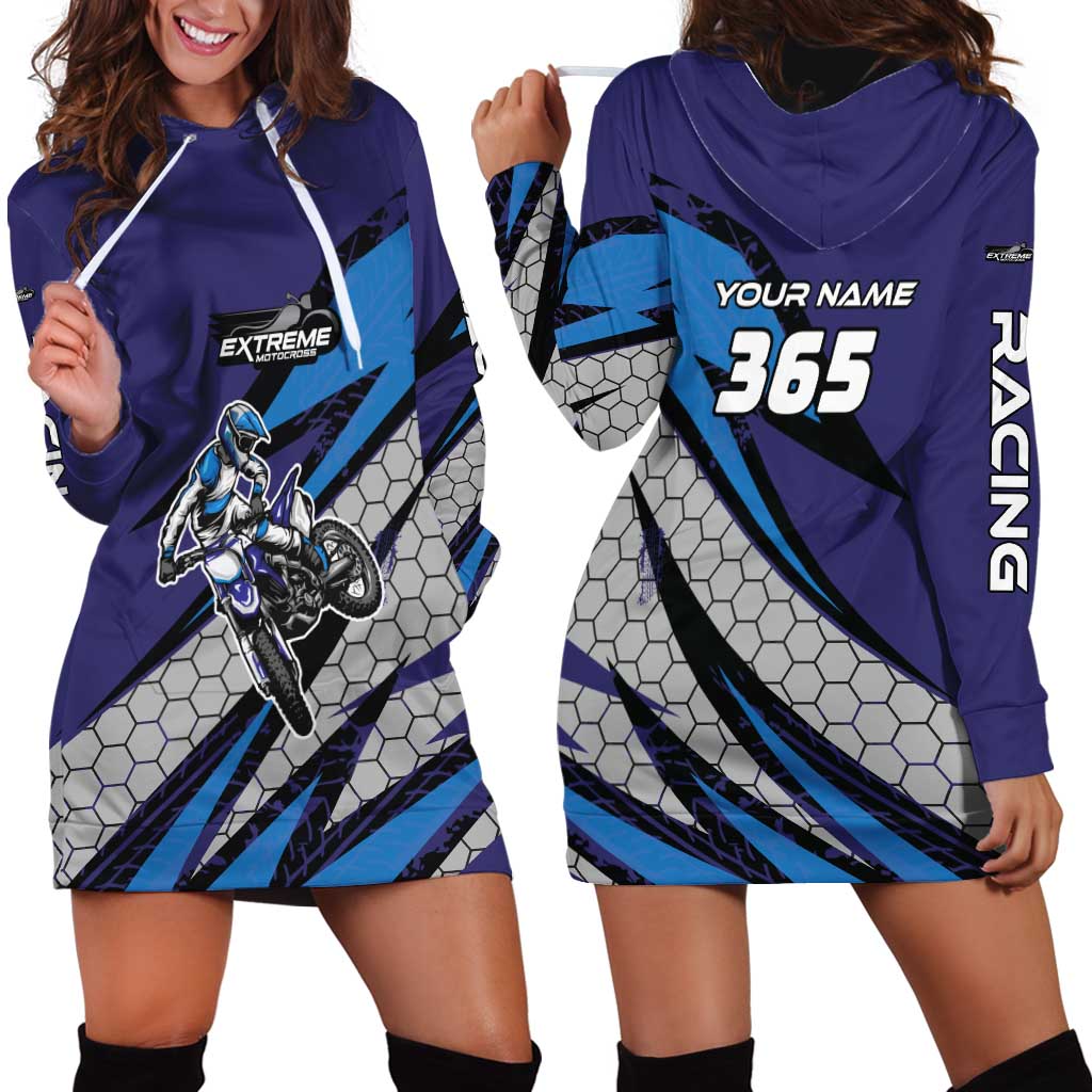 Custom Extreme Motocross Racing Hoodie Dress with Rider Graphic - Wonder Print Shop