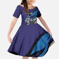 Custom Extreme Motocross Racing Kid Short Sleeve Dress with Rider Graphic - Wonder Print Shop