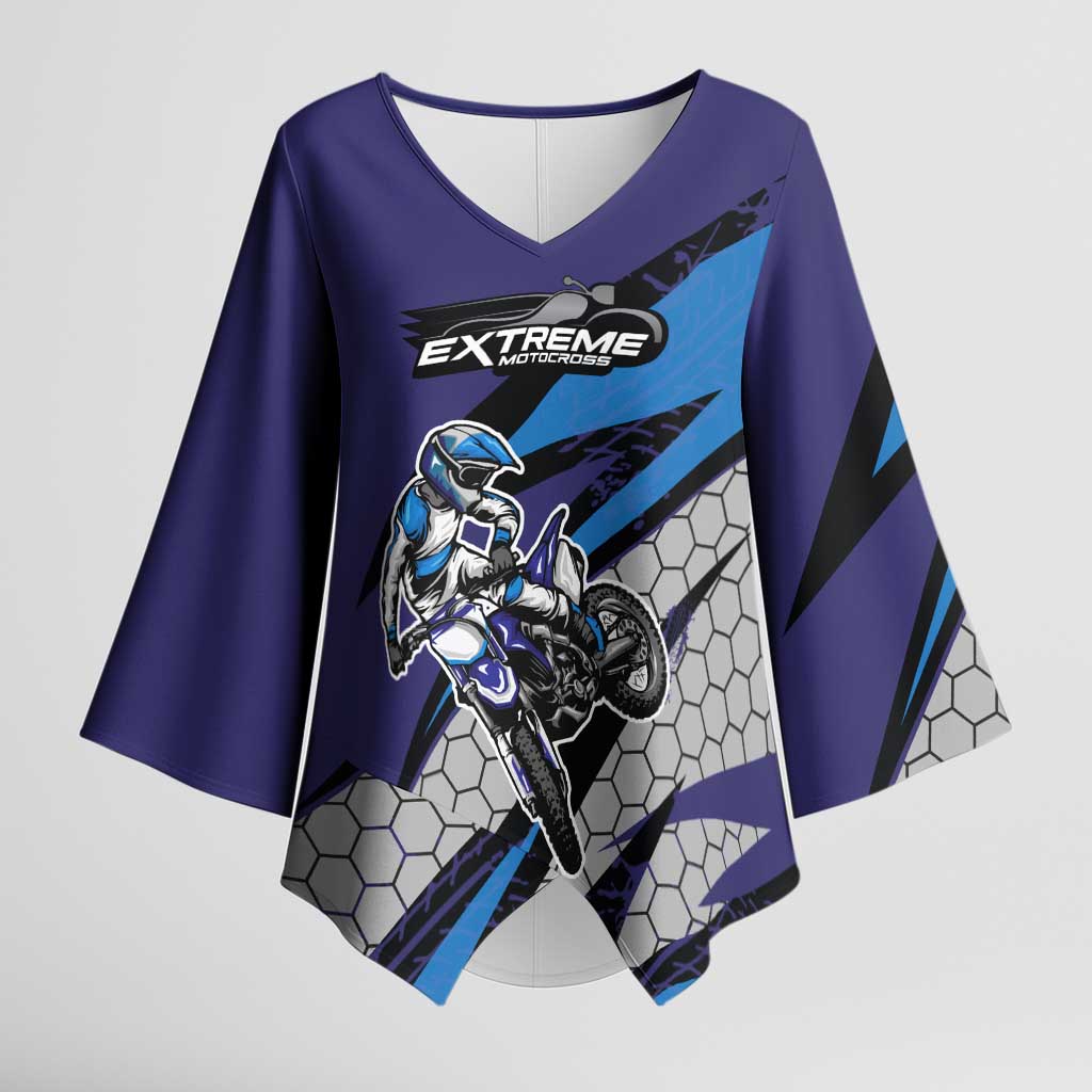 Custom Extreme Motocross Racing Kimono Sleeve Blouse with Rider Graphic - Wonder Print Shop