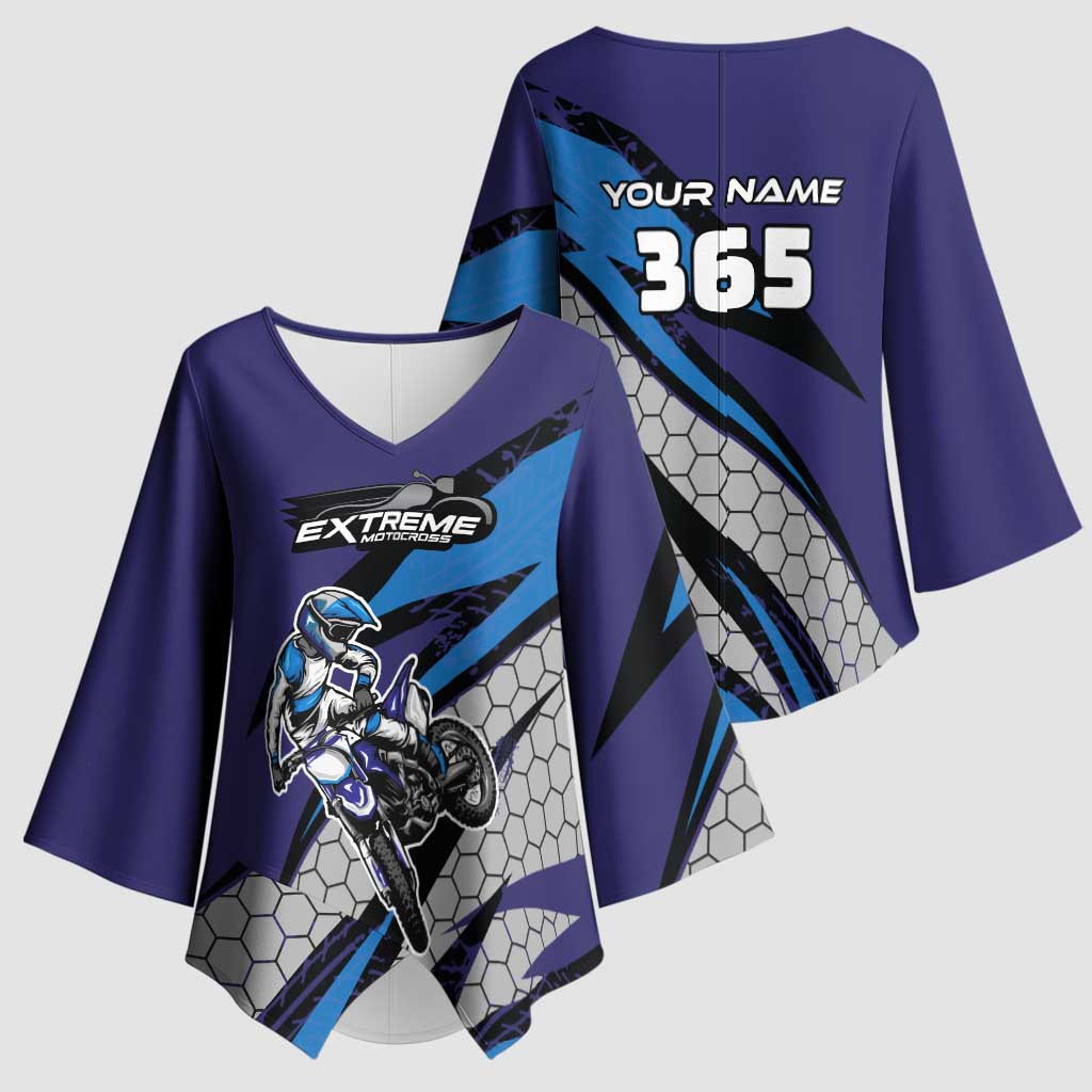 Custom Extreme Motocross Racing Kimono Sleeve Blouse with Rider Graphic - Wonder Print Shop