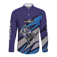 Custom Extreme Motocross Racing Long Sleeve Button Shirt with Rider Graphic - Wonder Print Shop