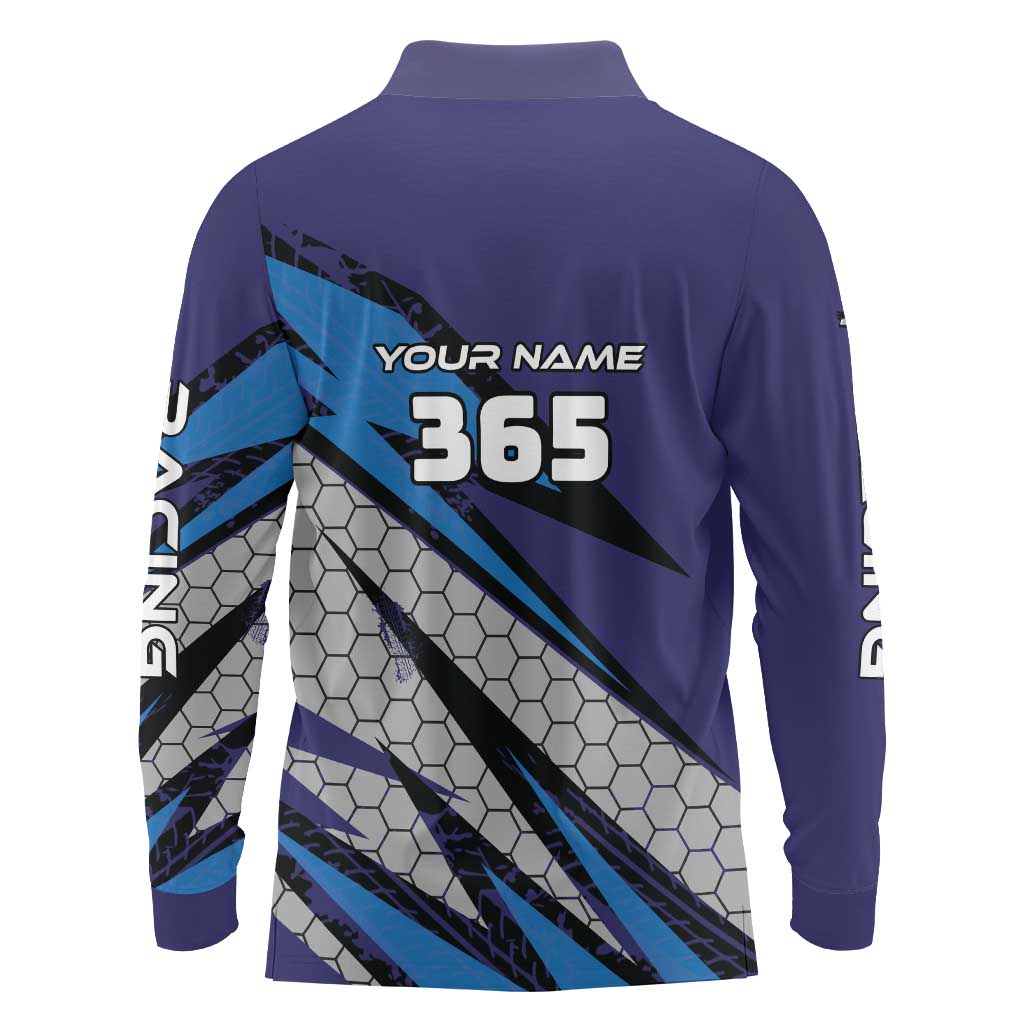 Custom Extreme Motocross Racing Long Sleeve Polo Shirt with Rider Graphic - Wonder Print Shop