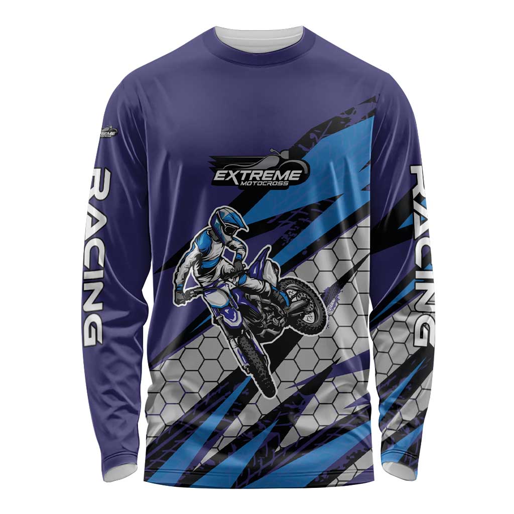 Custom Extreme Motocross Racing Long Sleeve Shirt with Rider Graphic - Wonder Print Shop