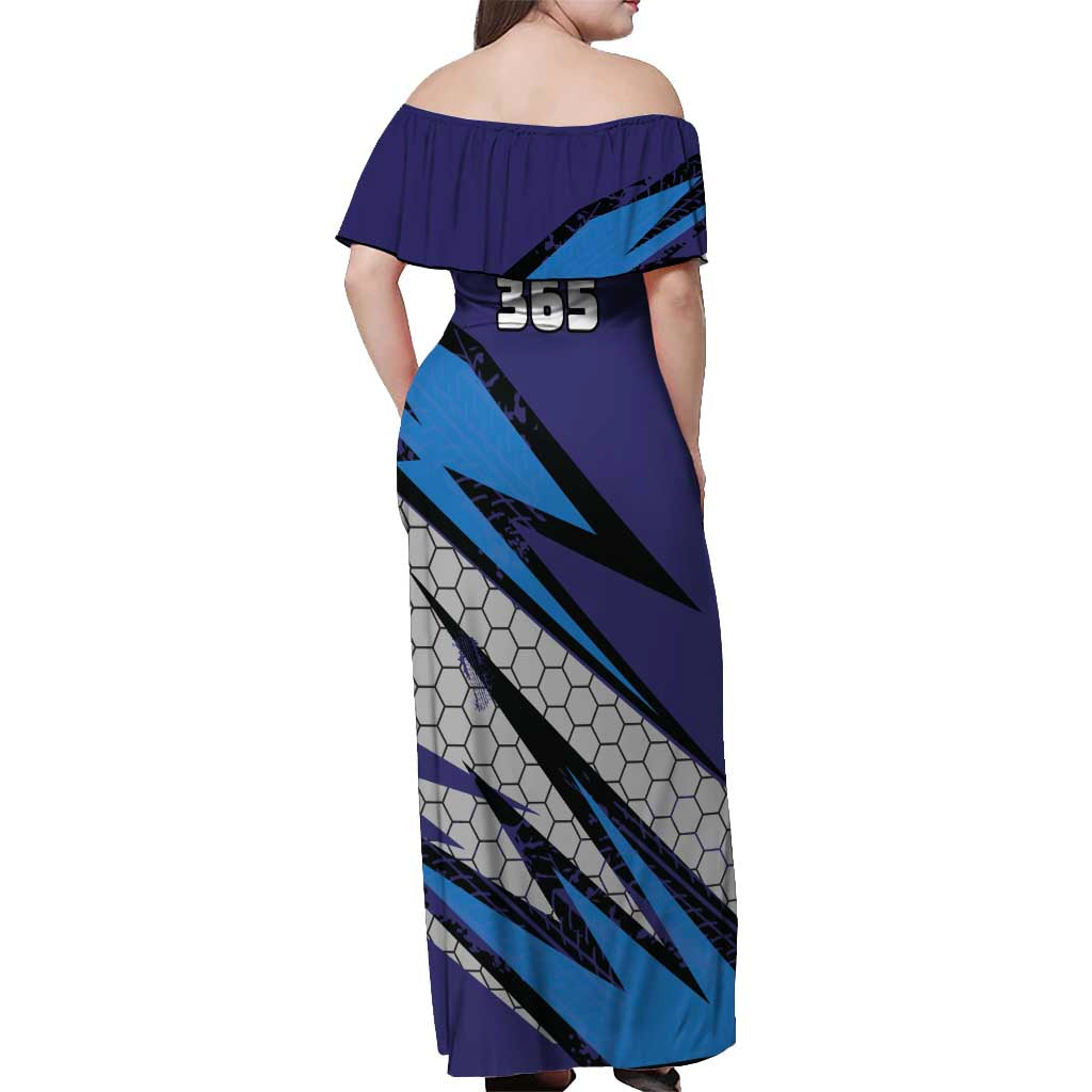 Custom Extreme Motocross Racing Off Shoulder Maxi Dress with Rider Graphic - Wonder Print Shop