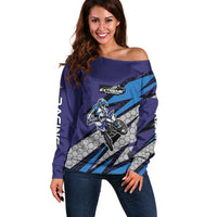 Custom Extreme Motocross Racing Off Shoulder Sweater with Rider Graphic - Wonder Print Shop