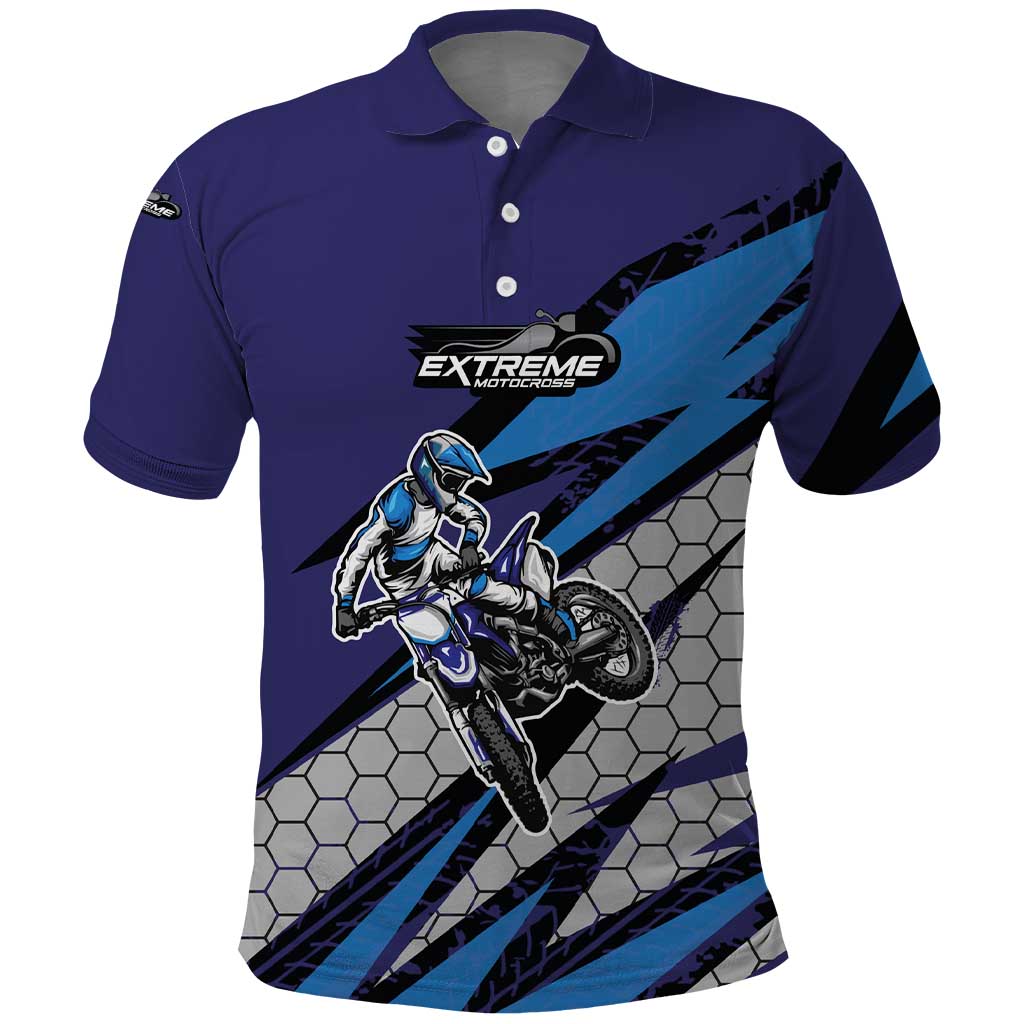 Custom Extreme Motocross Racing Polo Shirt with Rider Graphic - Wonder Print Shop