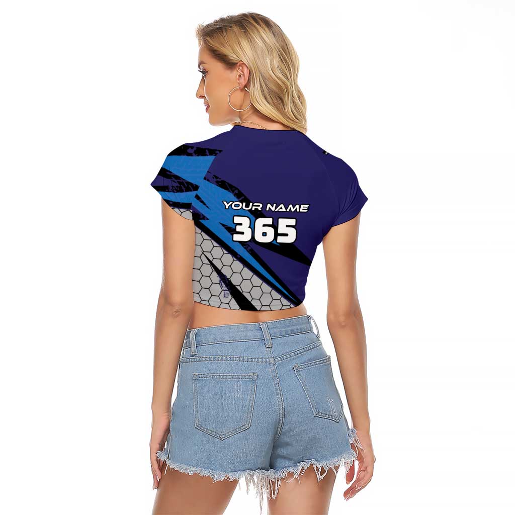 Custom Extreme Motocross Racing Raglan Cropped T Shirt with Rider Graphic - Wonder Print Shop