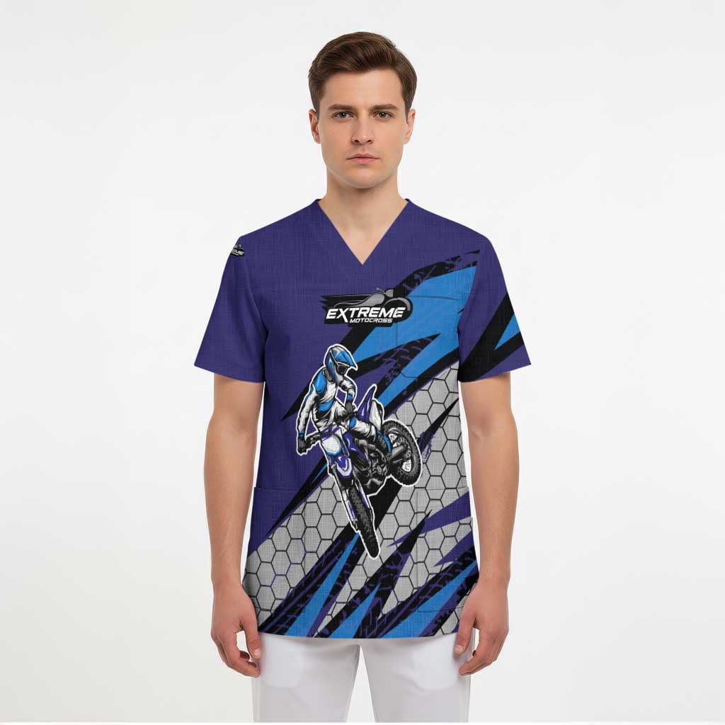 Custom Extreme Motocross Racing Scrub Top with Rider Graphic - Wonder Print Shop