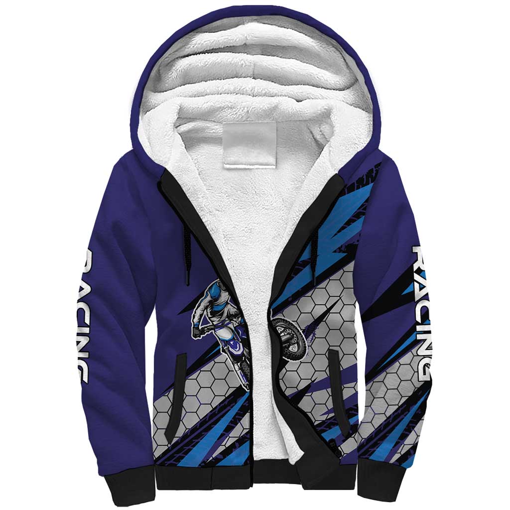 Custom Extreme Motocross Racing Sherpa Hoodie with Rider Graphic - Wonder Print Shop