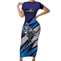Custom Extreme Motocross Racing Short Sleeve Bodycon Dress with Rider Graphic - Wonder Print Shop
