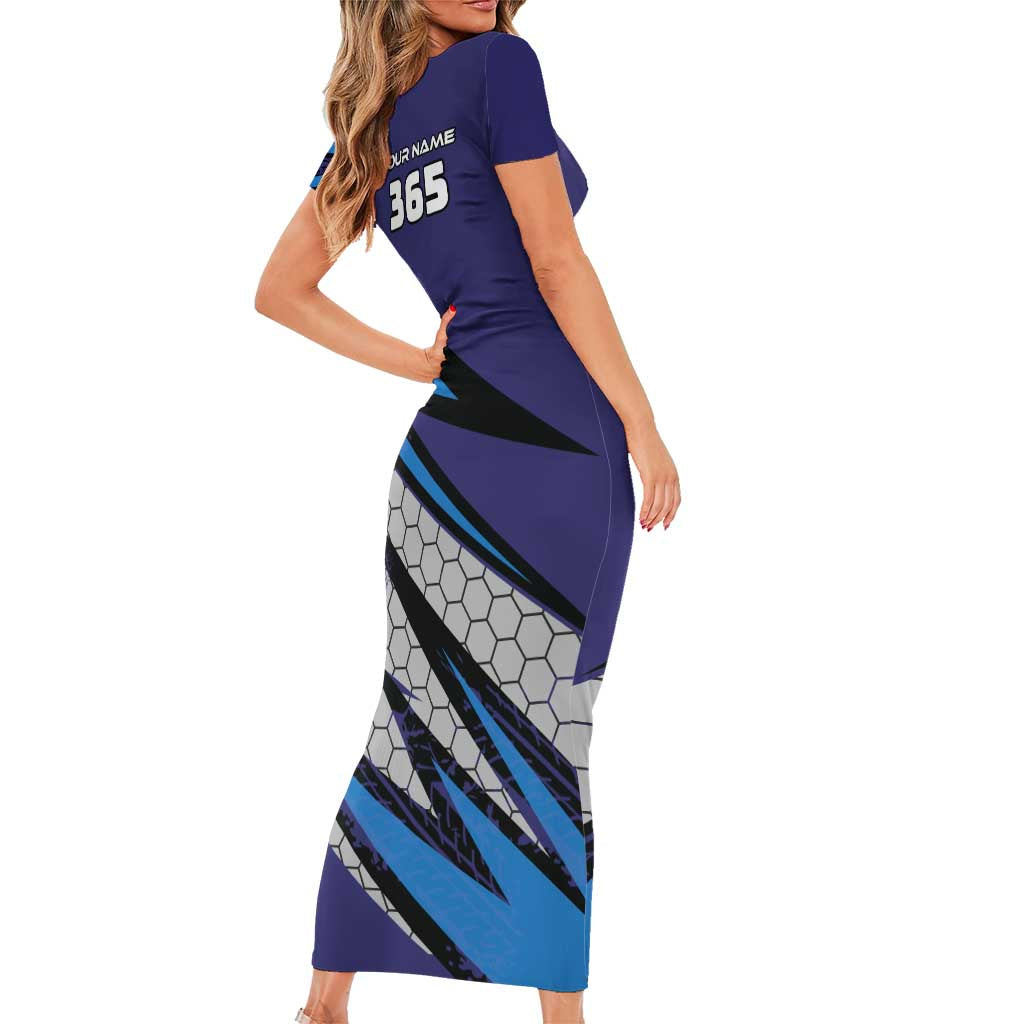 Custom Extreme Motocross Racing Short Sleeve Bodycon Dress with Rider Graphic - Wonder Print Shop
