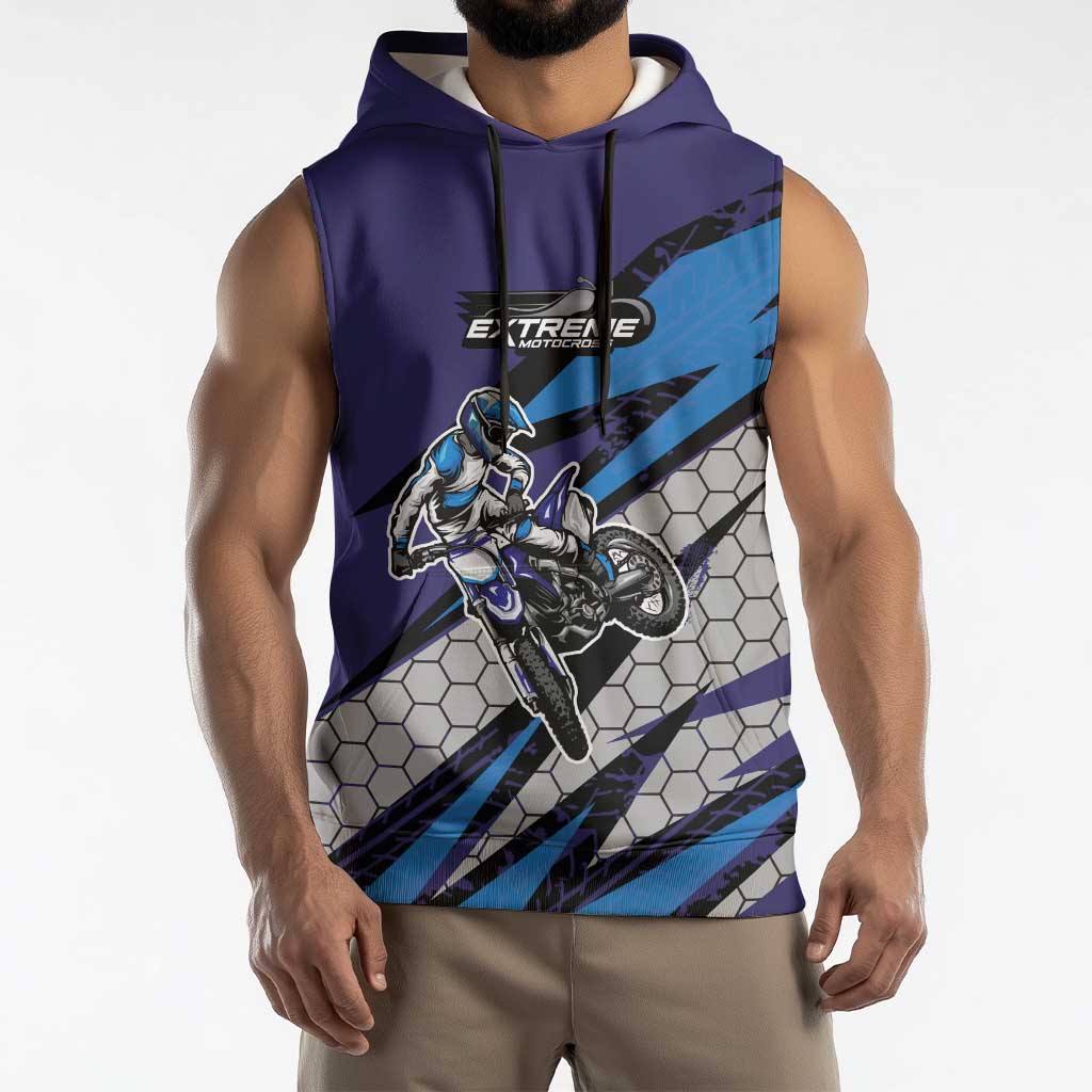 Custom Extreme Motocross Racing Sleeveless Hoodie with Rider Graphic - Wonder Print Shop