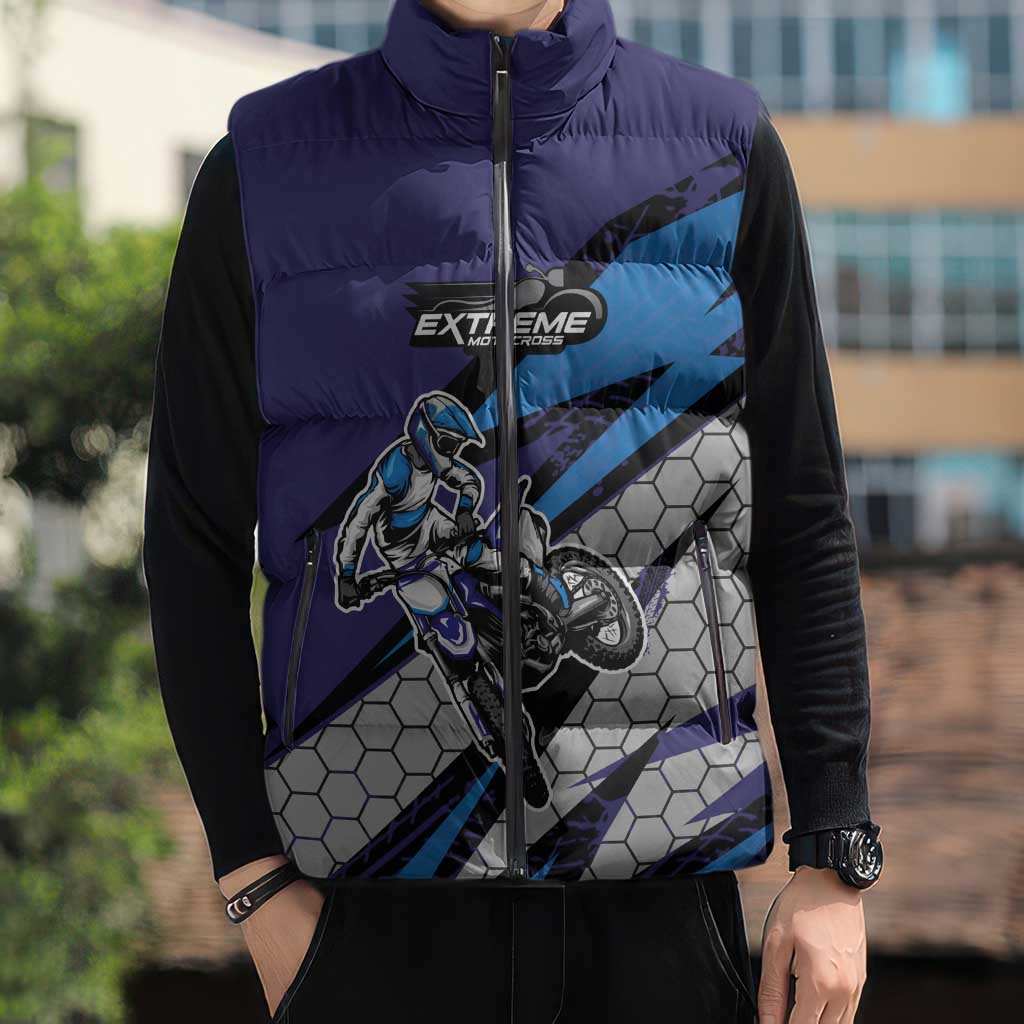Custom Extreme Motocross Racing Sleeveless Puffer Jacket with Rider Graphic - Wonder Print Shop