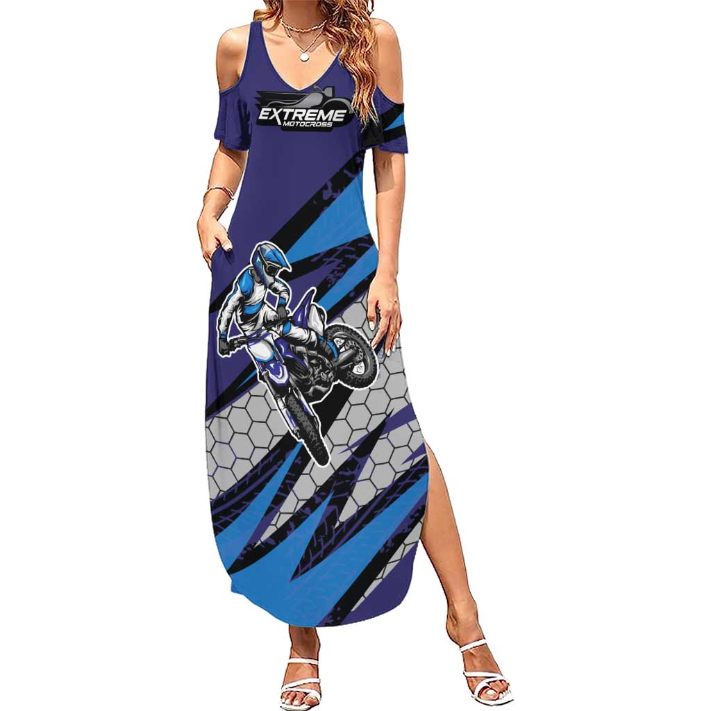 Custom Extreme Motocross Racing Summer Maxi Dress with Rider Graphic - Wonder Print Shop