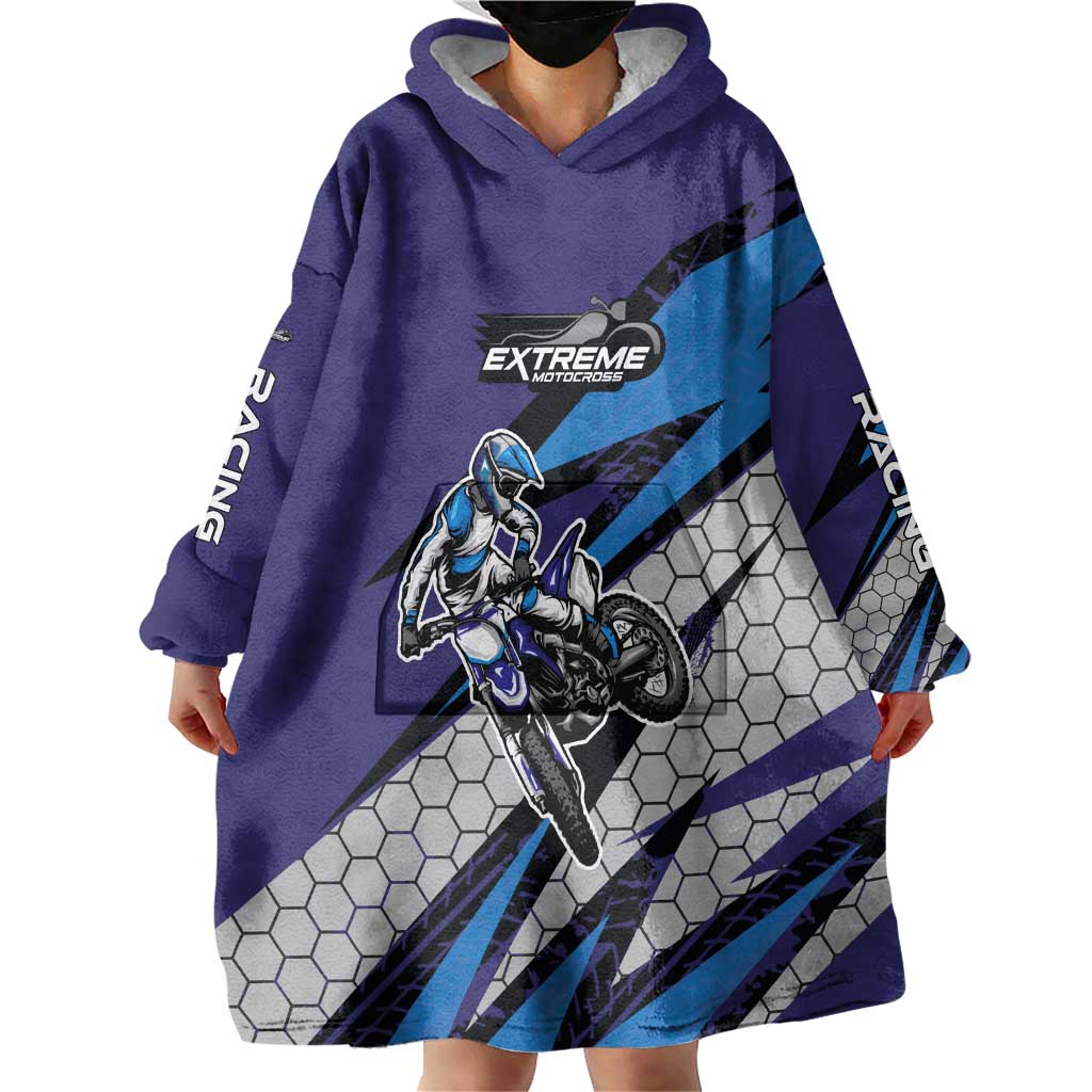 Custom Extreme Motocross Racing Wearable Blanket Hoodie with Rider Graphic - Wonder Print Shop