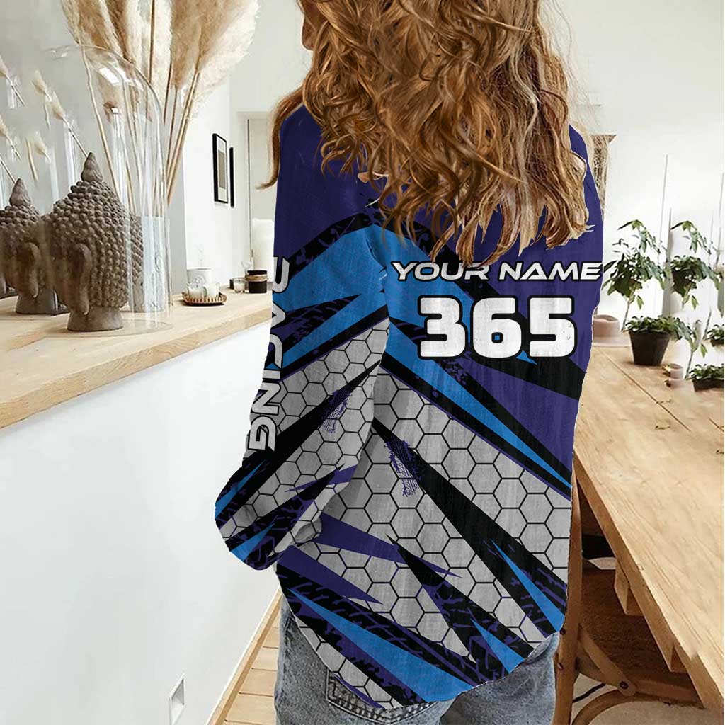 Custom Extreme Motocross Racing Women Casual Shirt with Rider Graphic - Wonder Print Shop