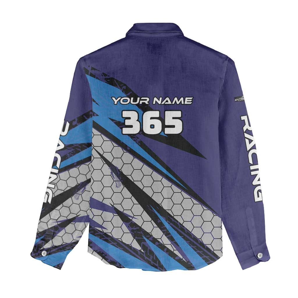 Custom Extreme Motocross Racing Women Casual Shirt with Rider Graphic - Wonder Print Shop