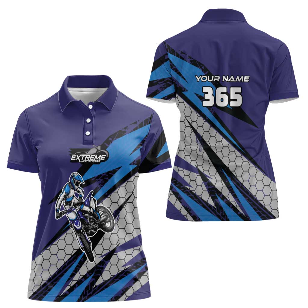Custom Extreme Motocross Racing Women Polo Shirt with Rider Graphic - Wonder Print Shop