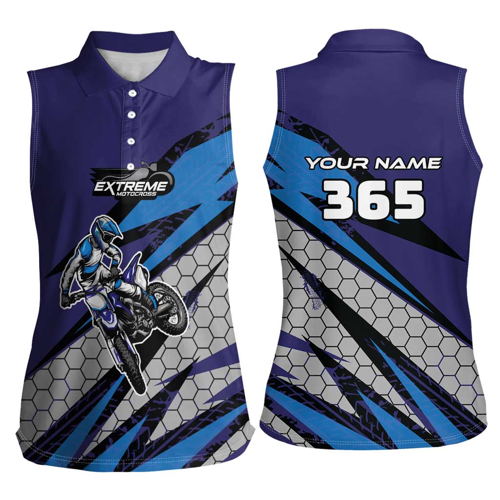 Custom Extreme Motocross Racing Women Sleeveless Polo Shirt with Rider Graphic - Wonder Print Shop
