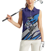 Custom Extreme Motocross Racing Women Sleeveless Polo Shirt with Rider Graphic - Wonder Print Shop