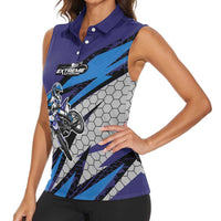 Custom Extreme Motocross Racing Women Sleeveless Polo Shirt with Rider Graphic - Wonder Print Shop