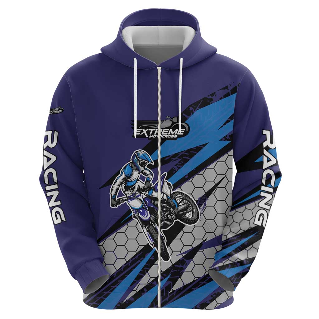 Custom Extreme Motocross Racing Zip Hoodie with Rider Graphic - Wonder Print Shop