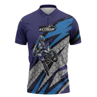 Custom Extreme Motocross Racing Zipper Polo Shirt with Rider Graphic - Wonder Print Shop