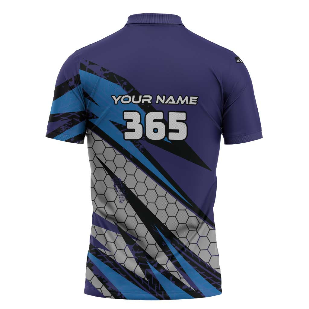 Custom Extreme Motocross Racing Zipper Polo Shirt with Rider Graphic - Wonder Print Shop